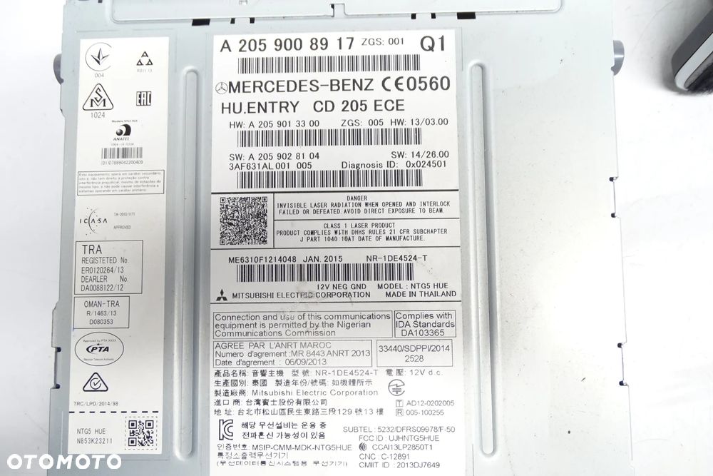 Mercedes W205 radio nawigacja COMAND czytnik navi wyświetlacz monitor  A2059008917 - 7