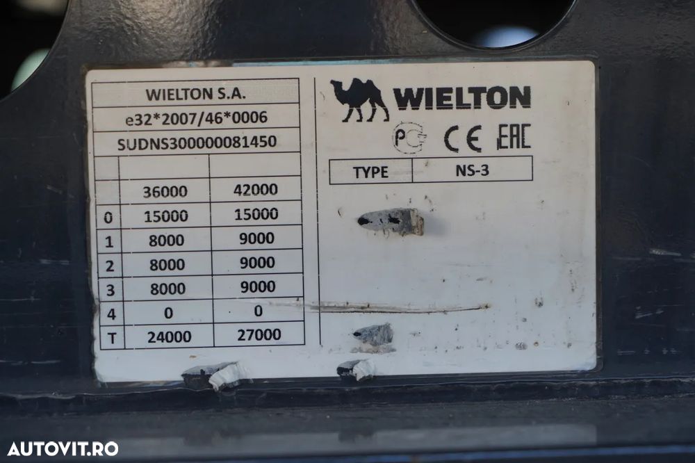 Wielton CORTINA / STANDARD / AXIE DE RIFAT / ACOPERIT DE RIFAT / 385/65 r22.5 - 23