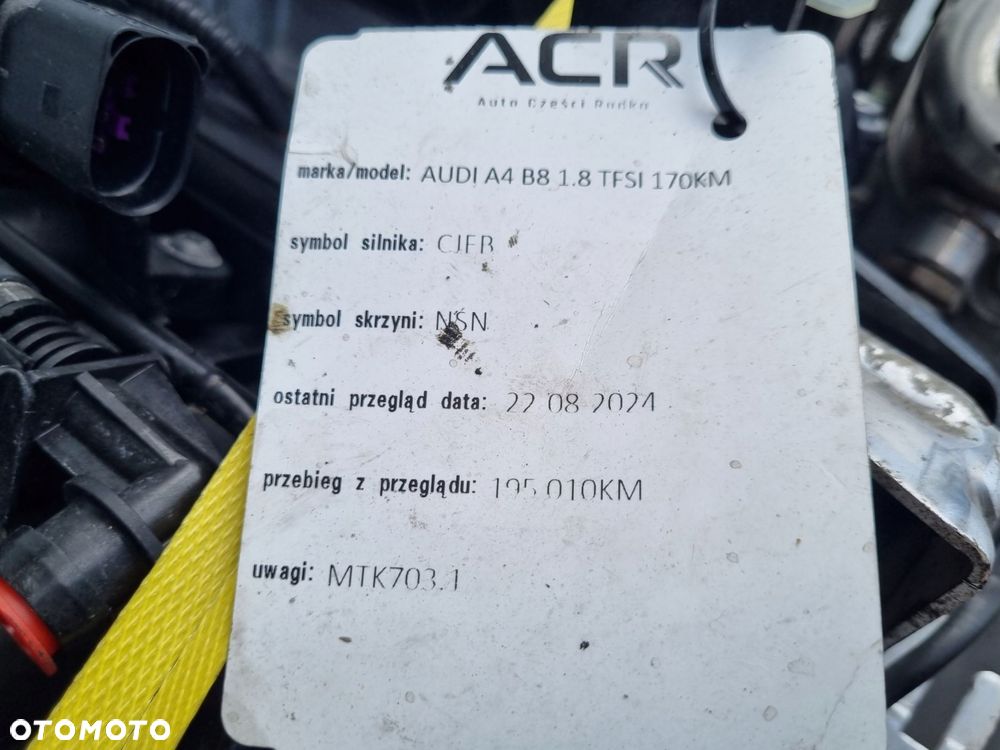 SILNIK KOMPLET Audi A4 B8 1.8 TFSI 170KM udokumentowane 195tyś CJE CJEB - 12