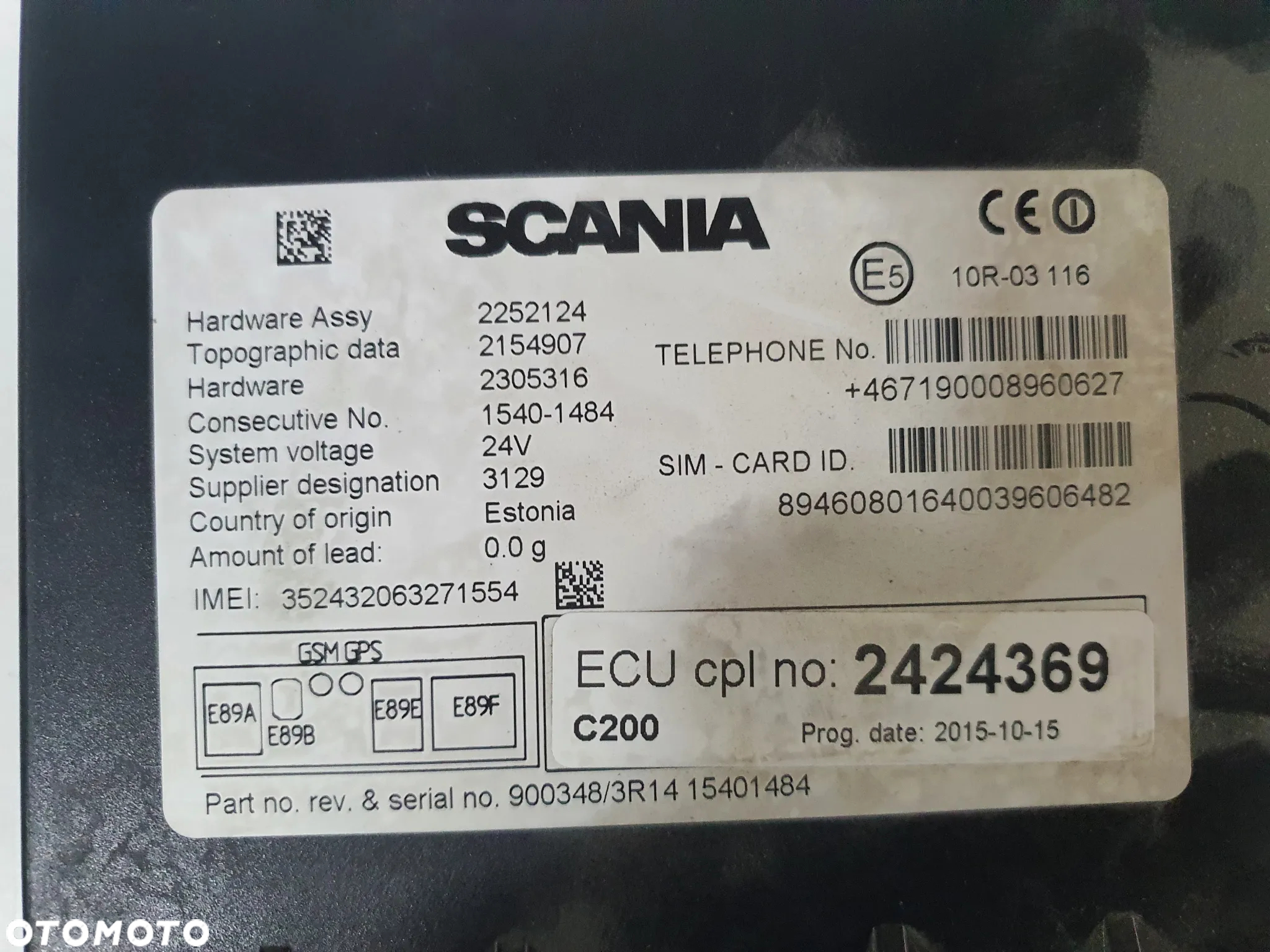 Sterownik komputer moduł ECU GPS Scania R 2424369 - 2