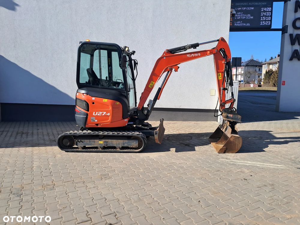Kubota U27-4 WAGA 2700 kg 2.7t 1300 mth minikoparka * 2022 rok * 2 łyżki * lusterka * pełne oświetlenie jeden właściciel * zero obrys długie ramie szybkozłącze MS03 * hydrauliczna skarpówka * gąsienice 80% bez DPF Red Key * dodatkowe linie hydrauliczne jcb yanmar Cat takeuchi - 3