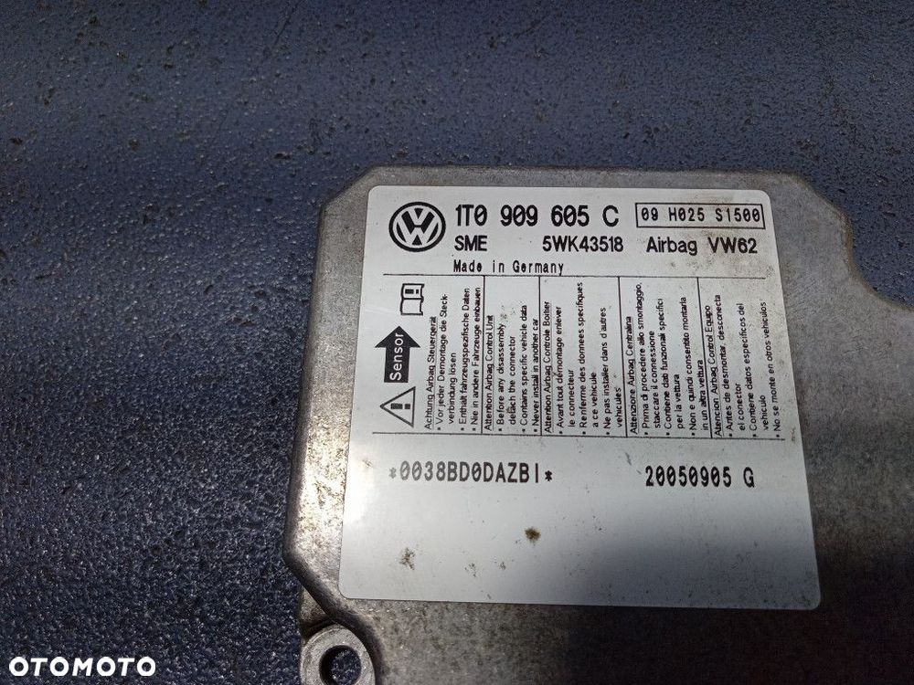 VW TOURAN I DESKA ROZDZIELCZA PODUSZKI PASY - 7