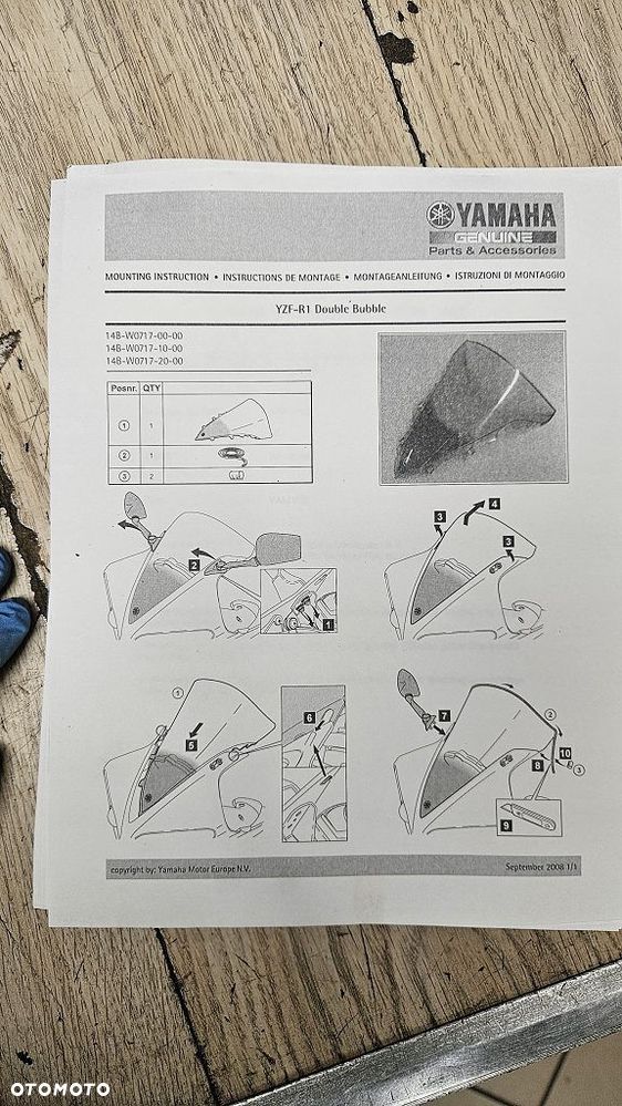Szyba owiewka Flip up Yamaha YZF R1 RN22 14B-W0717-20 - 12