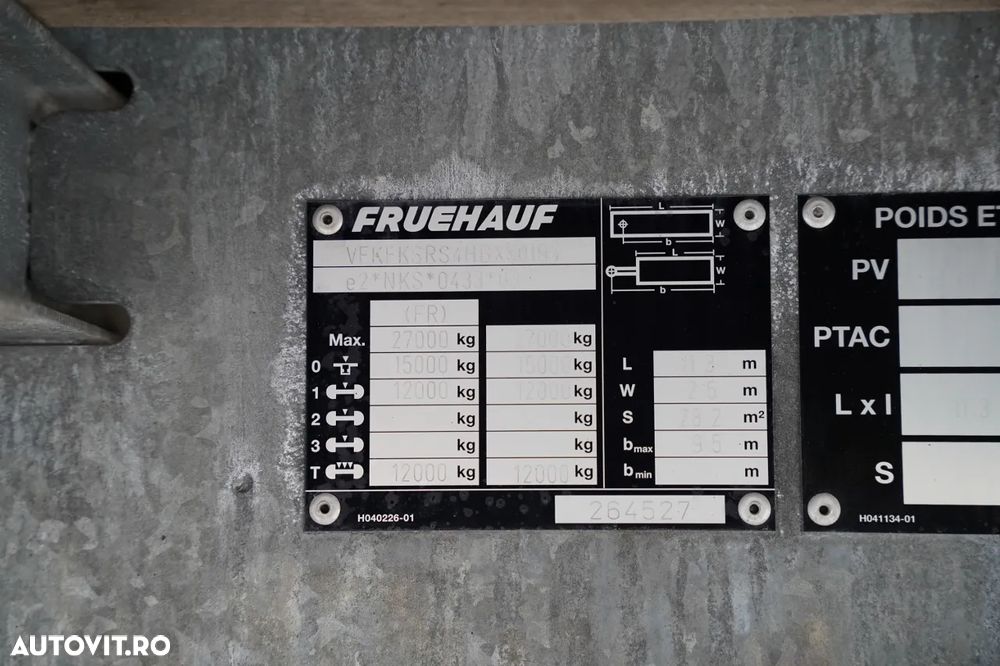 Fruehauf / CORTINĂ / PUNTE DE DIRECȚIE / DUBLU / CUȘURI DE CĂRUCĂ / PODEA REZISTENTĂ - 25