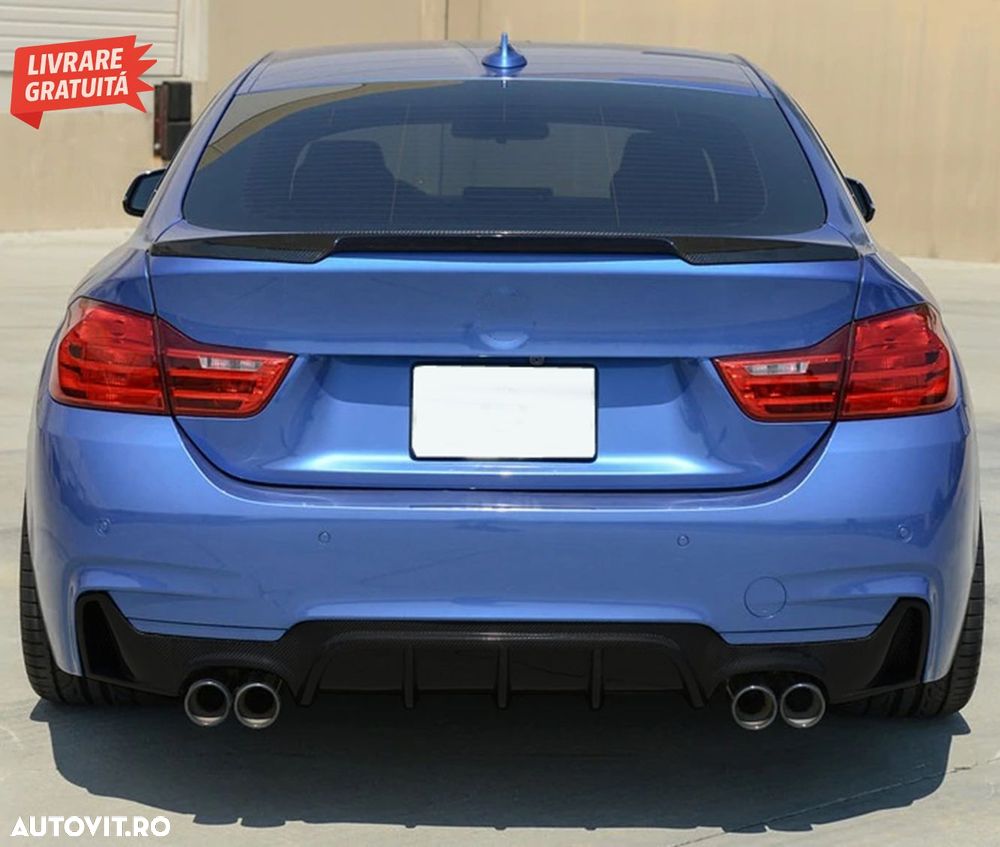 Difuzor Bara Spate Evacuare Dubla BMW Seria 4 F32 F33 F36 (2013-2019) Negru Lucios- livrare gratuita - 9