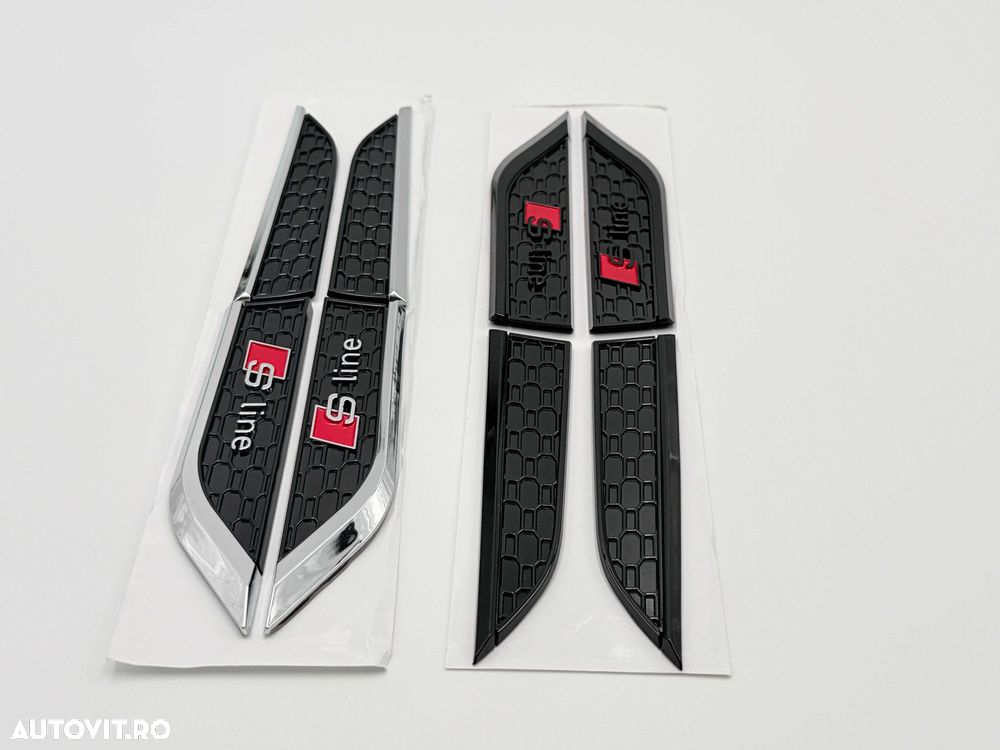 Set Embleme Compatibile Audi A5 S-line F05 aripa/usa crom/negru - 5