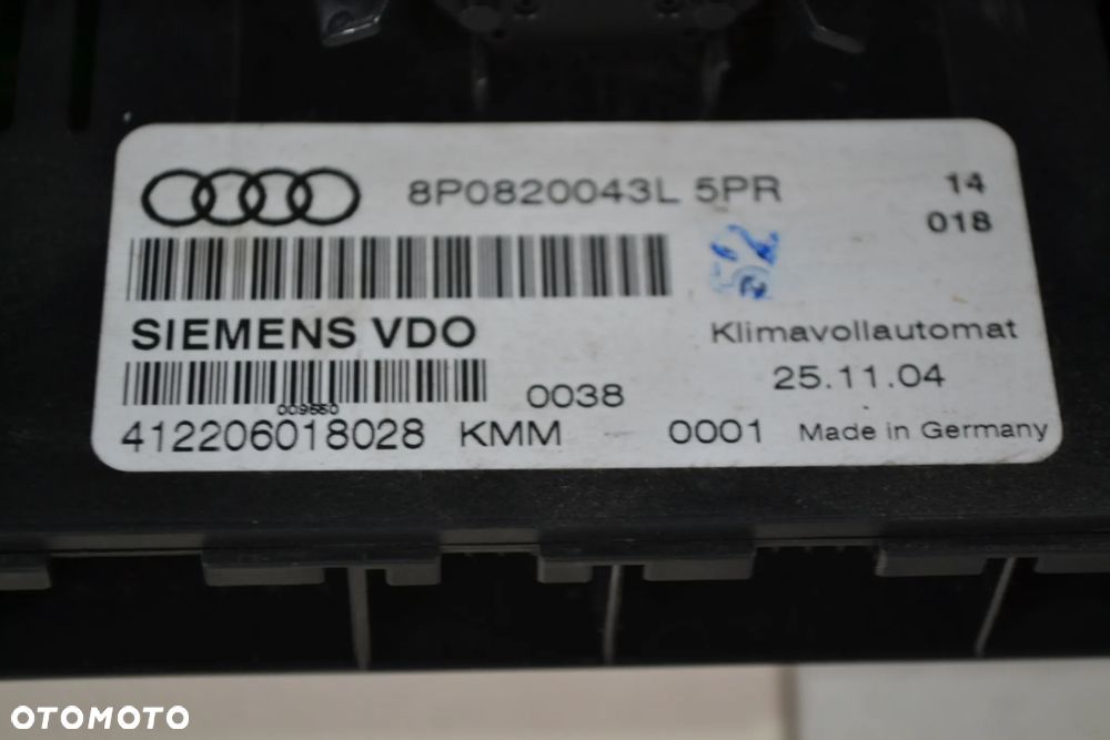 AUDI A3 8P PANEL STEROWANIA NAWIEWU OGRZEWANIA KLIMATYZACJI 8P0820043L - 3