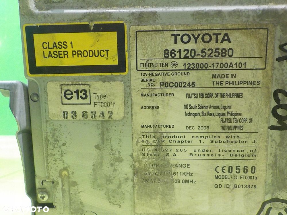 TOYOTA URBAN CRUISER 1.3 VVTI 09r 5D radio CD 86120-52580 - 6