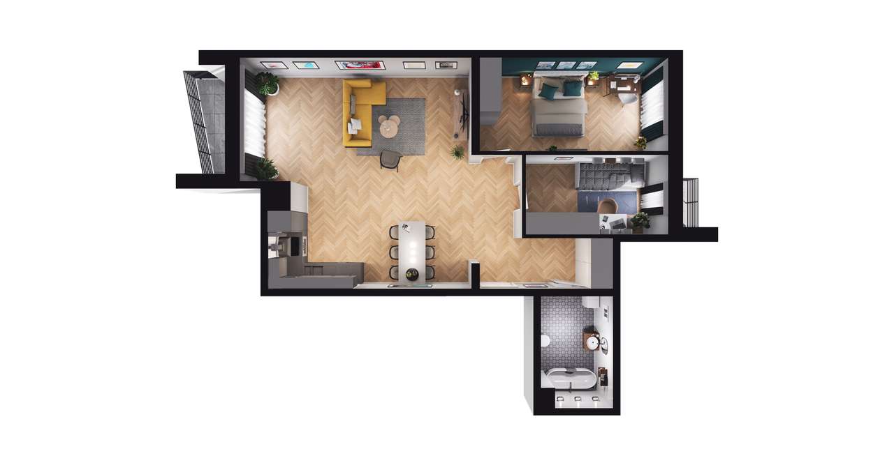 2-pokojowe mieszkanie 76m2 + balkon - Pełny obrazek: 2/9