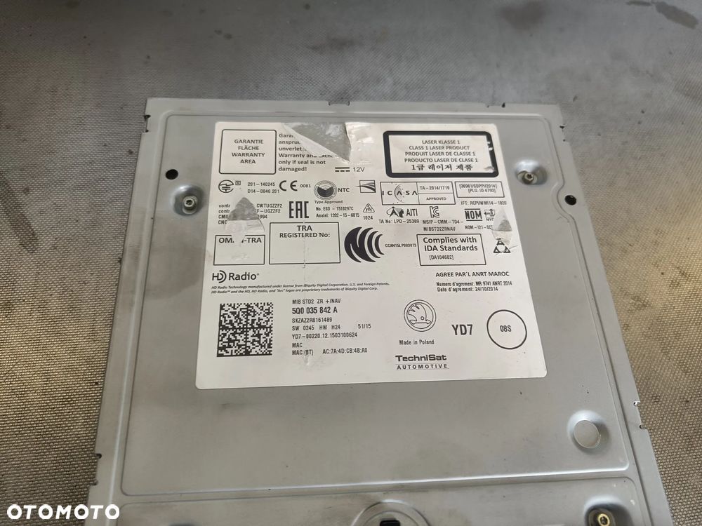 Radio Skoda Fabia 3 III Wyświetlacz Jednostka Czytnik 5Q0035842A 6V0919604 - 5