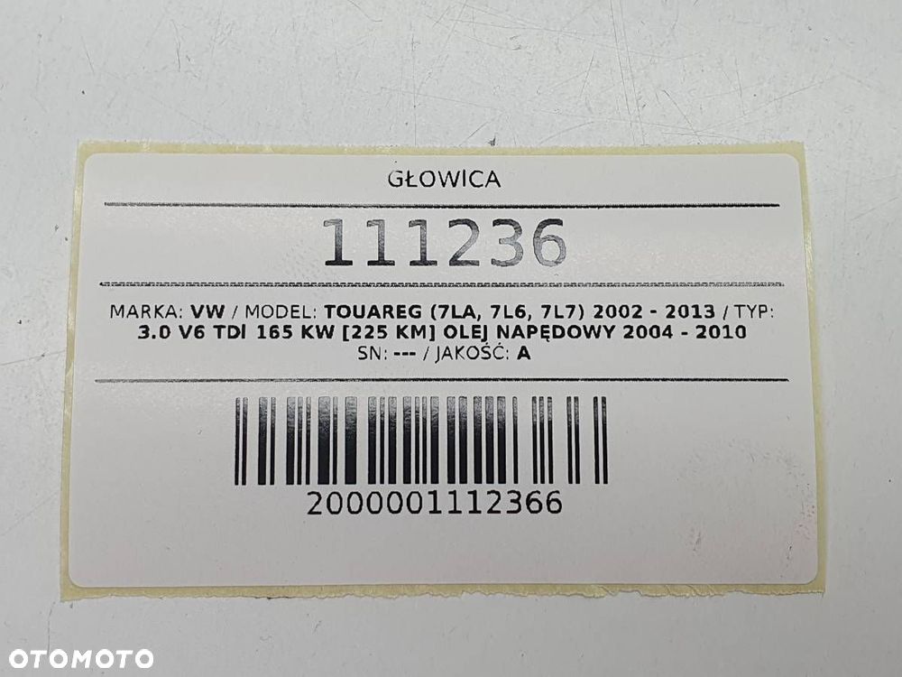 GŁOWICA SILNIKA 0594AF VW TOUAREG 7L I 3.0 TDI 225 V6 WAŁKI - 14