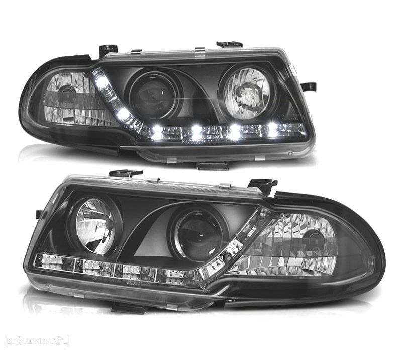 FARÓIS COM LUZ DIURNA OPEL ASTRA F 91-98 FUNDO PRETO - 1