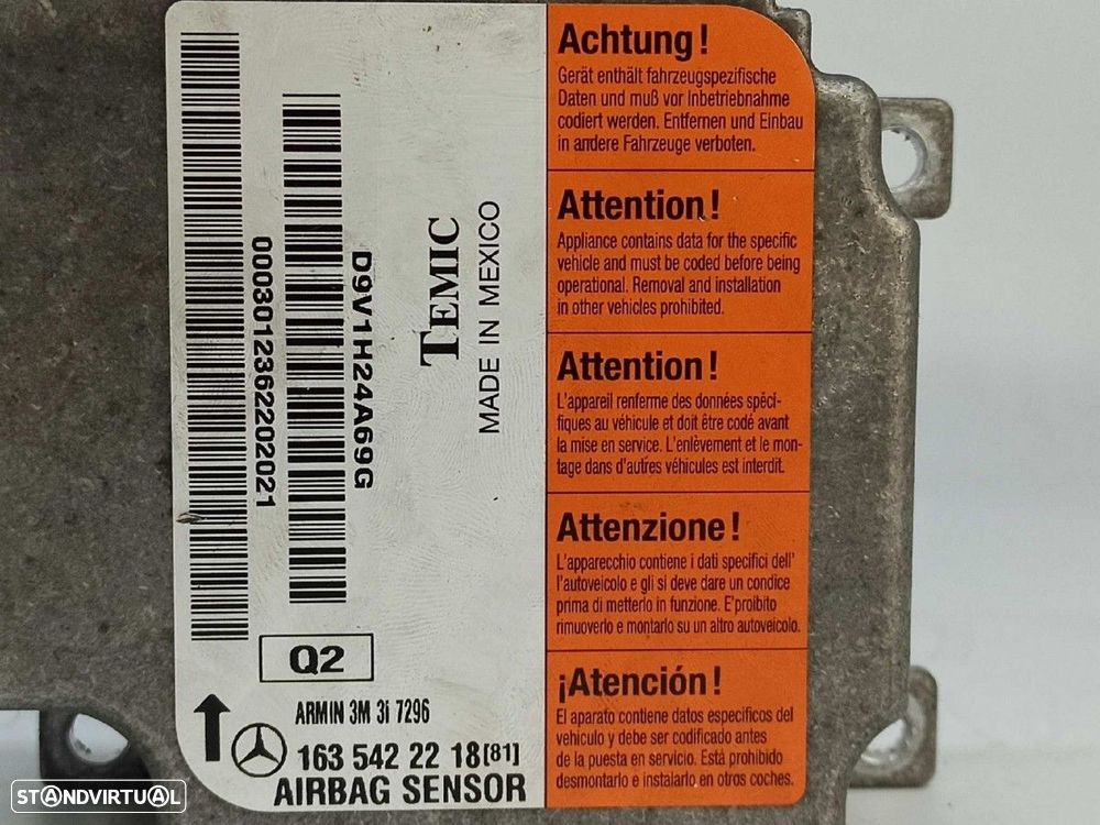 CENTRALINA DE AIRBAG MERCEDES CLASE M (W163) 400 CDI (163.128) - 2