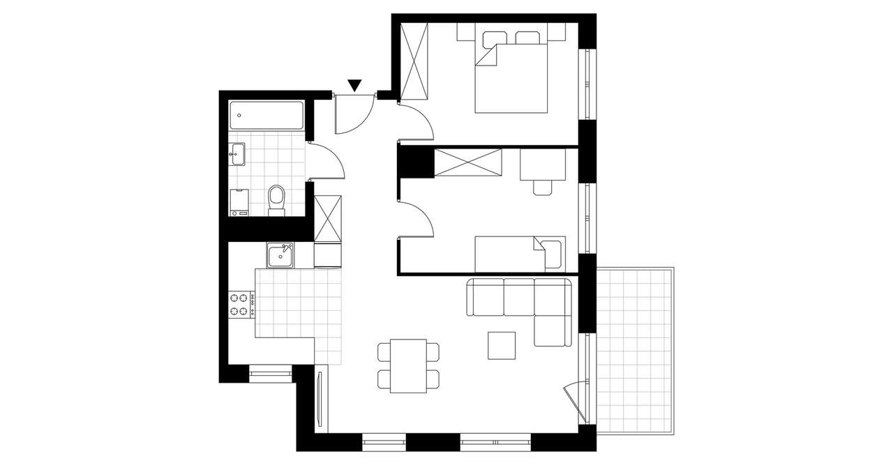 3-pokojowe mieszkanie 56m2 + balkon - Pełny obrazek: 4/6