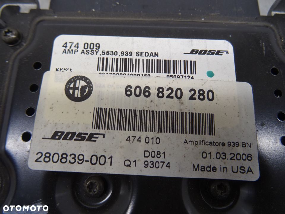 ALFA ROMEO 159 05-11 SEDAN 1.9 JTD WZMACNIACZ BOSE 606820280 - 3