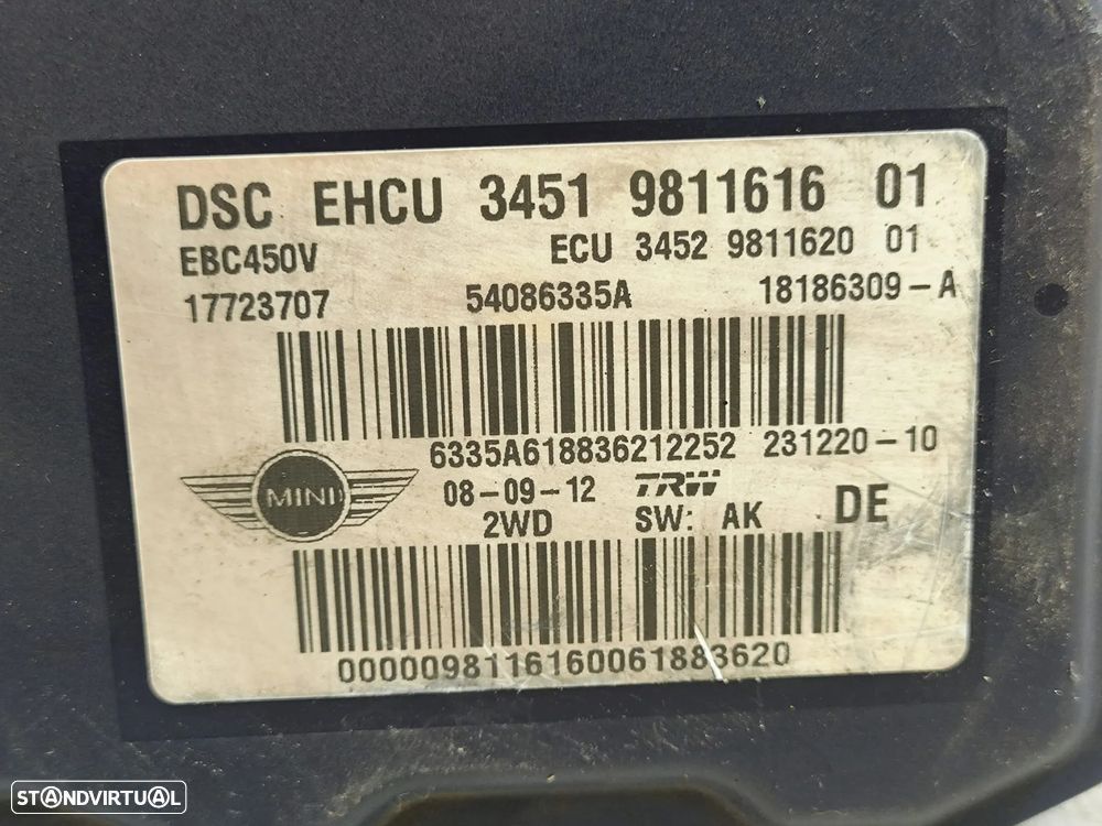 ABS Modulo Bloco Hidraulico Mini Cooper R55 R56 R57 R60 R61 9811620 - 9