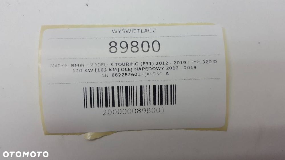 WYŚWIETLACZ RADIA BMW 3 F30 F31 EU 682262601 - 6