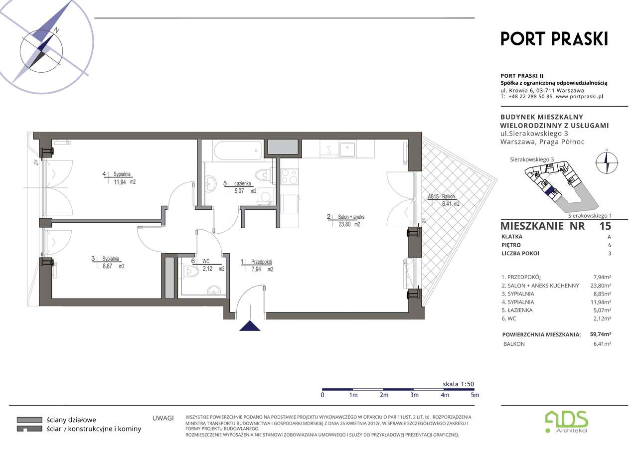 3-pokojowe mieszkanie 59m2 + loggia Bezpośrednio - Pełny obrazek: 2/12