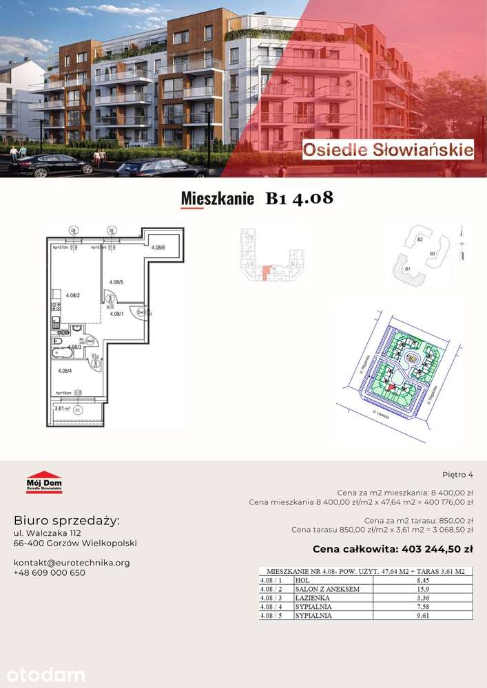Nowoczesne mieszkanie - 47 m2, B1 4.08