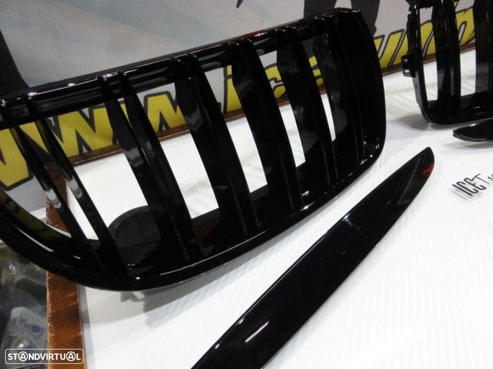 Grelha frontal BMW E90 / E91 05-08 M4 look / dupla lâmina em preto piano brilhante - 5