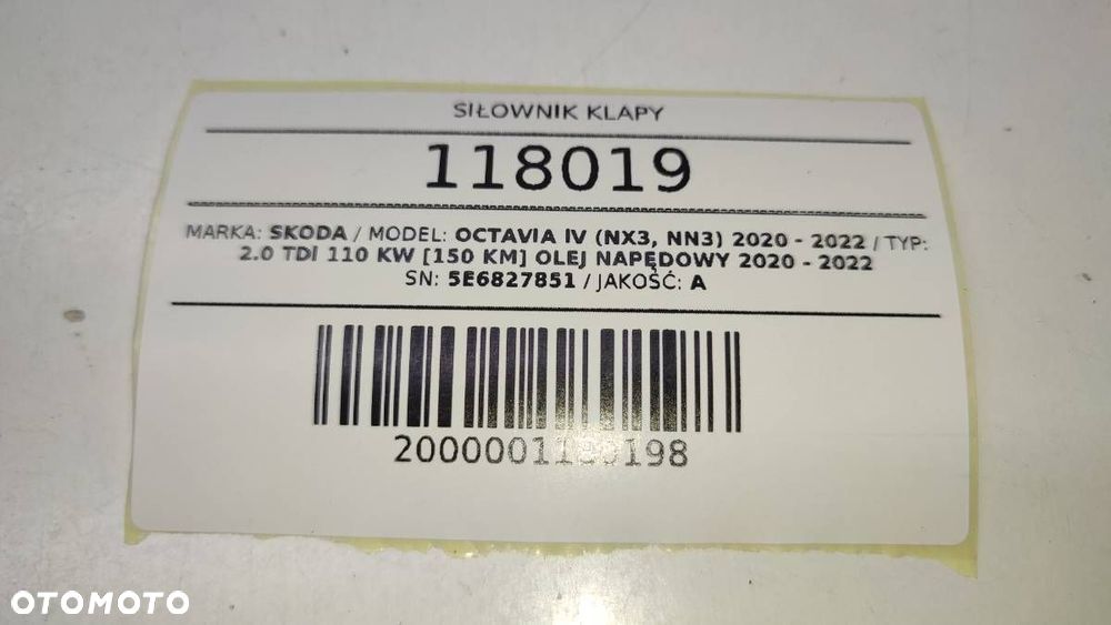 TELESKOP SIŁOWNIK KLAPY BAGAŻNIKA SKODA OCTAVIA IV LIFT 5E6827851E - 5