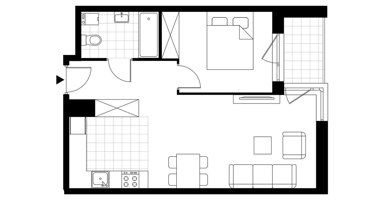 2-pokojowe mieszkanie 44m2 + balkon Bezpośrednio - Pełny obrazek: 4/7