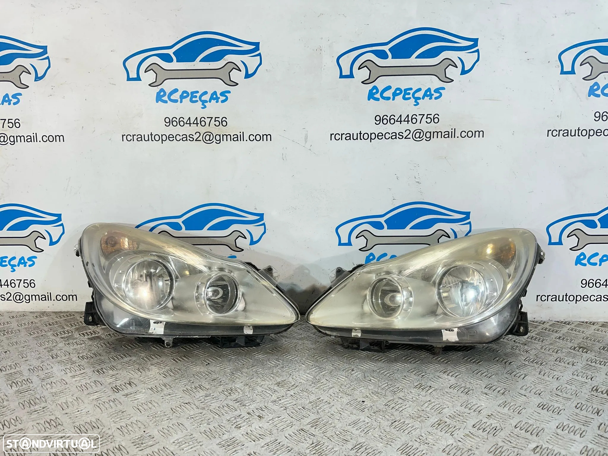 .Conjunto Oticas Farois Frontal Frente Esquerda Direita Halogenio Original GM Opel Corsa D 13186384 13186383 2006 - 2014 - 4