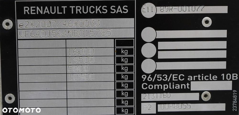 Renault / D 16 / 240 / ACC / E 6 / PLATFORMA / ŁAD. 10 060 KG - 11