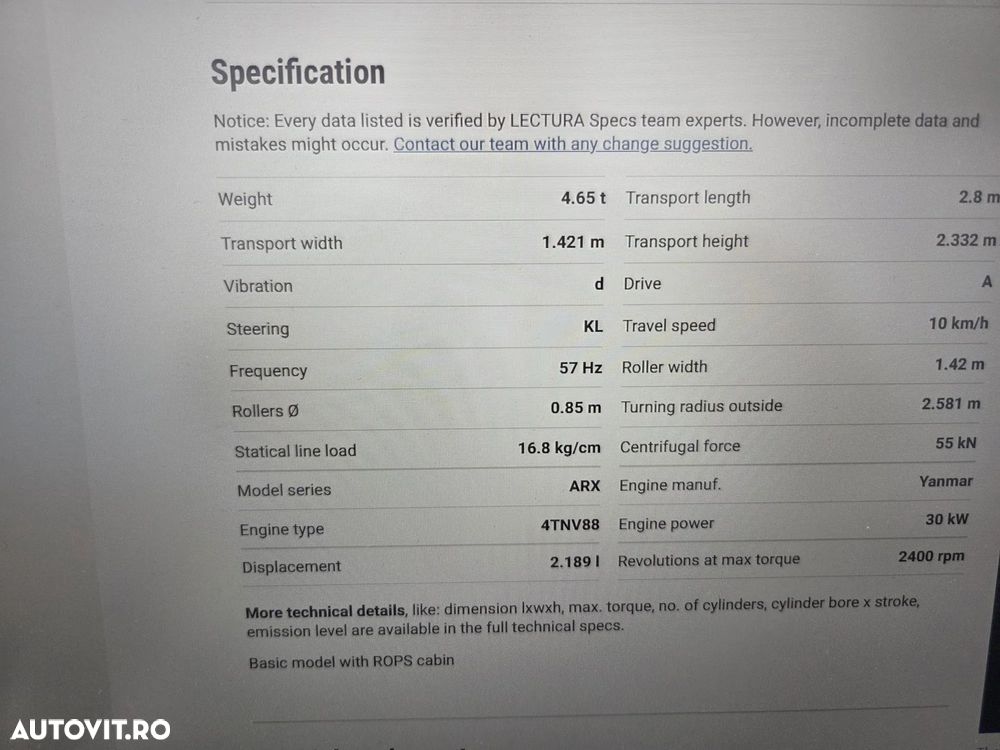 Ammann ARX 45, 4,5 tone, latime tambur 1,4t, 2019, 1.444h, motor KUBOTA 75CP, sistem stropire, STARE FOARTE BUNA-posibilitate leasing 3 ani-PROMOTIE 29.900 EUR+Tva - 29