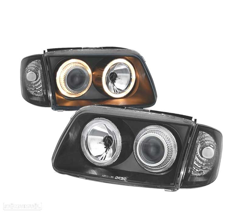 FARÓIS FRONTAIS ANGEL EYES POLO 6N,95-98 FUNDO PRETO ELEC. - 1