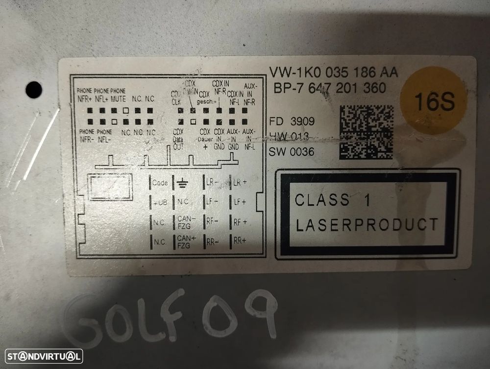 AUTO-RADIO ORIGINAL VOLKSWAGEN GOLF VI 1K0035186AN 1K0035186AA - 7