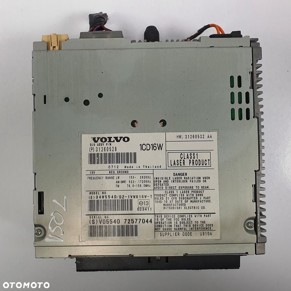 RADIO CZYTNIK PŁYT CD VOLVO V50 31260528 72577044 31260532 - 2