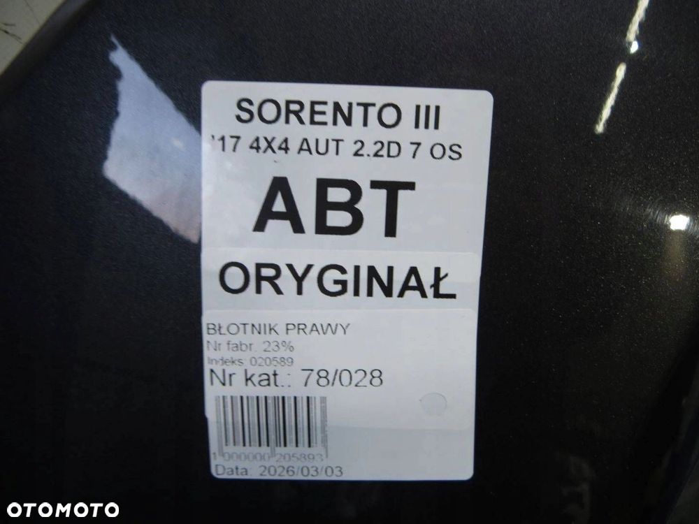 KIA SORENTO III BŁOTNIK PRAWY PRZÓD ABT 14- - 6