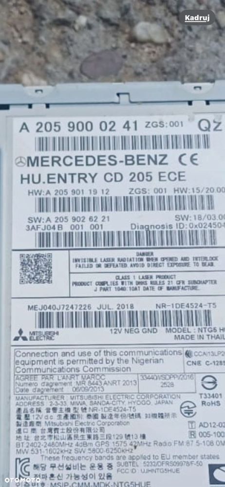 MERCEDES 205 glc radio nawigacja A 2059000241 vin - 2