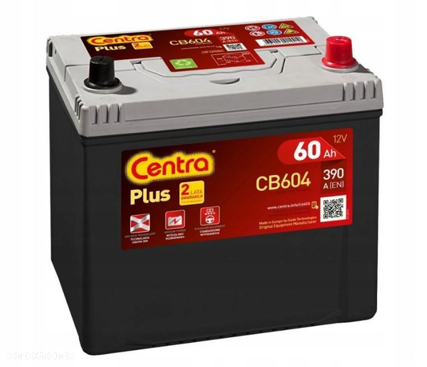 Akumulator CENTRA PLUS CB604 60Ah 480A P+ MOŻLIWY DOWÓZ MONTAŻ