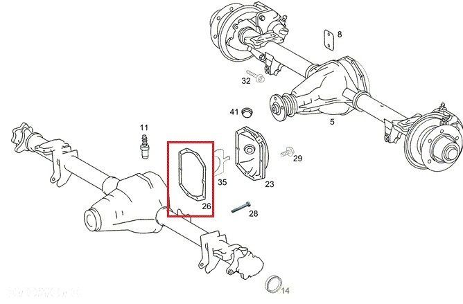 MERCEDES SPRINTER 906 907 Uszczelka mostu tyl OE - 5