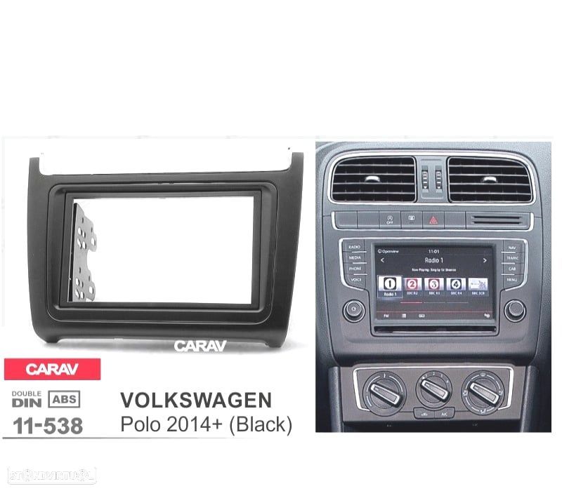 MOLDURA ADAPTADOR PRETO PARA RADIO 2-DIN PARA VOLKSWAGEN VW POLO 14+ - 2