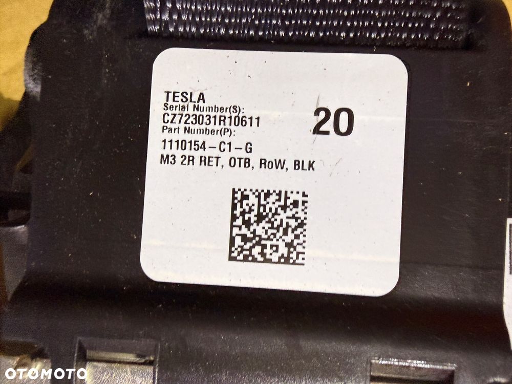 Pasy bezpieczeństwa tylne prawy, lewy Tesla Model 3 Nr. 11101540-C1-G. - 3