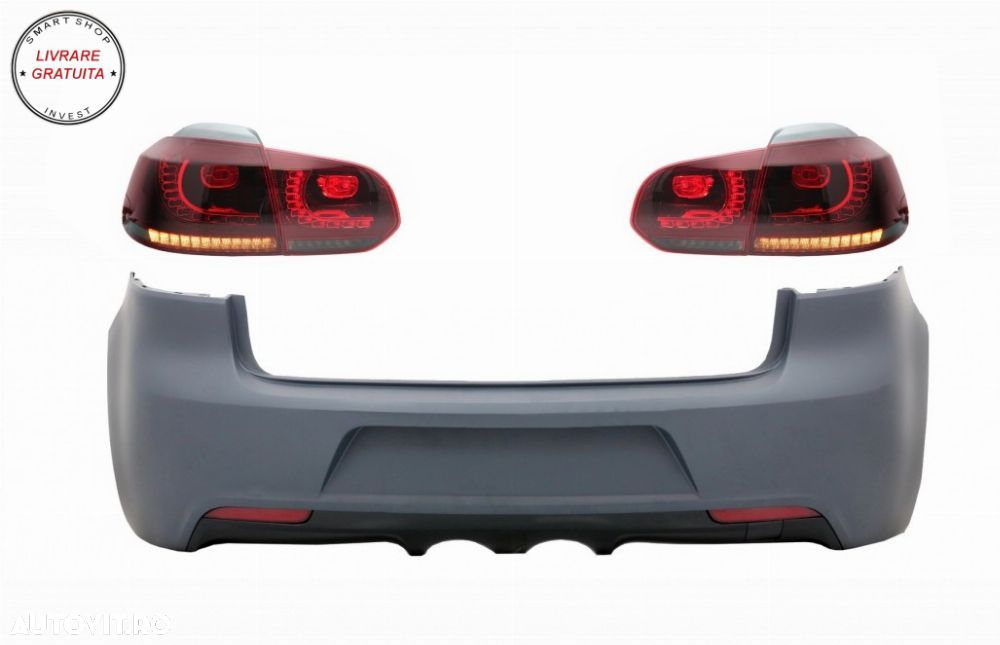 Bara Spate si Stopuri Full LED Rosu Fumuriu VW Golf 6 VI (2008-2013) R20 Look- livrare gratuita - 1