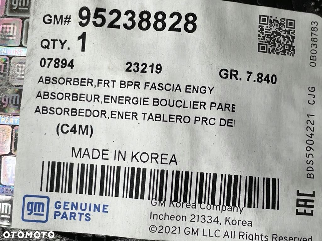 Opel Karl 95238828 absorber pianka zderzaka - 2