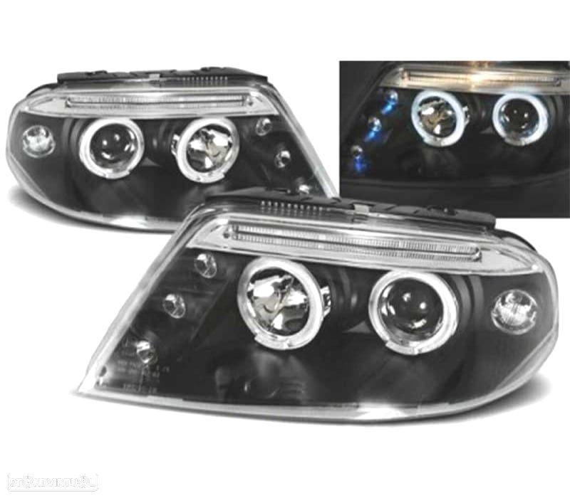 FARÓIS ANGEL EYES PARA VOLKSWAGEN VW PASSAT 3BG 00-05 PRETO - 3