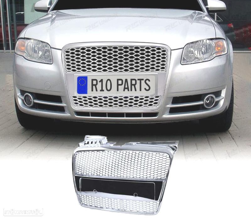 GRELHA FRONTAL AUDI A4 B7 04-09 LOOK S LINE CROMADO - 1