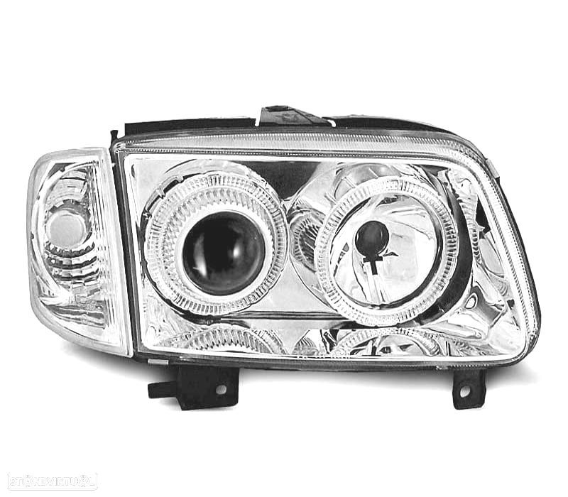 FARÓIS VOLKSWAGEN VW POLO 6N2 99-01 OLHOS DE ANJO FUNDO CROMADO - 2