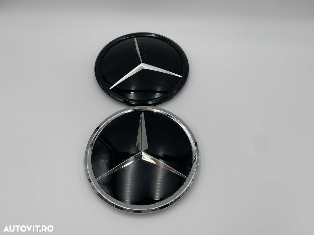Emblema Compatibila Mercedes grila centrala W205 negru/crom - 3