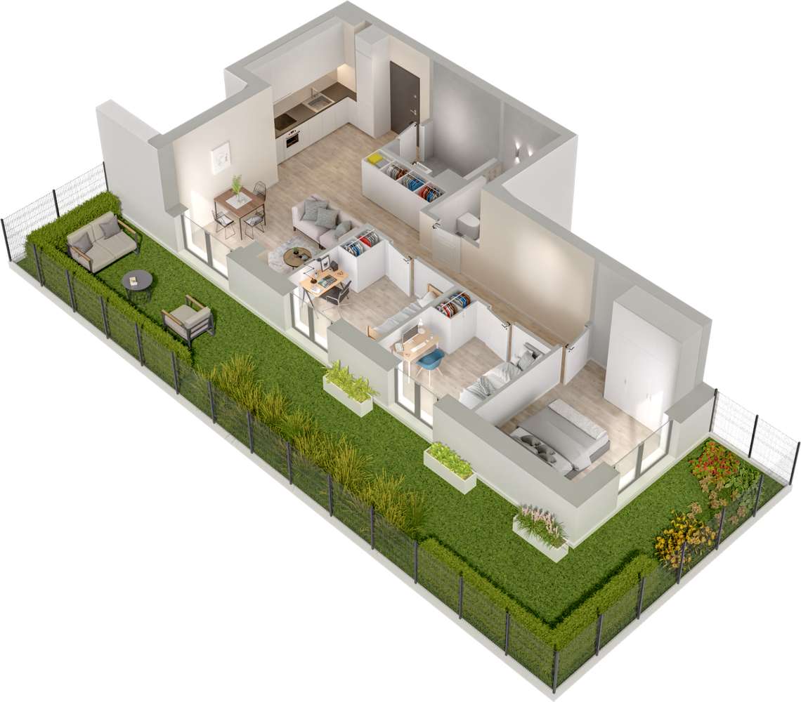 1.M.14 | 63,74 m² | 4 pokoje z ogródkiem | Krzyki- Gaj