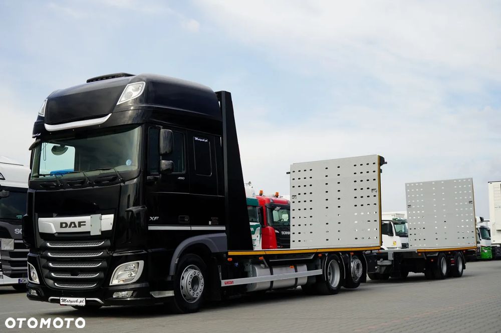 DAF XF 480 / ZESTAW TANDEM LAWETA / 15 ,6 M / SSC / PRZEJAZDOWY / NAJAZDY HYDRAULICZNE / STEROWANIE RADIOWE / WYCIAGARKA / OŚ PODNOSZONA / KLIMA POSTOJOWA - 5