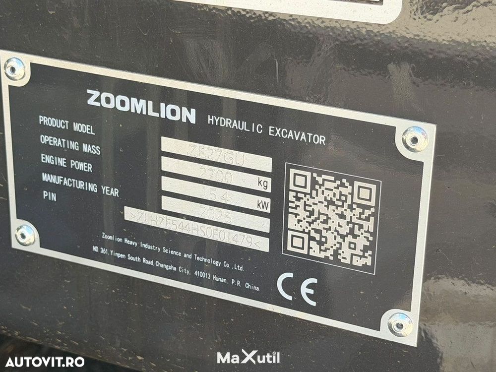 Zoomlion ZE27GU Miniexcavator - 7