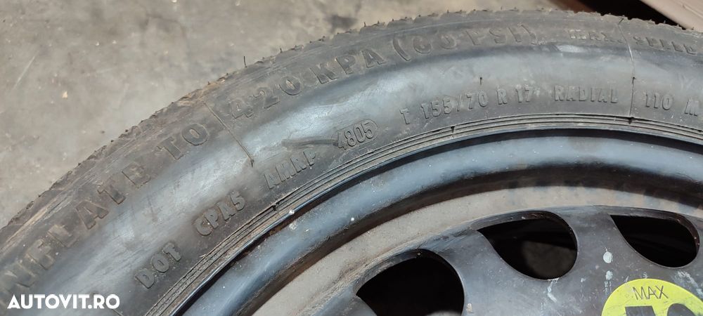 ROATĂ REZERVĂ NISSAN PULSAR R17 5X114.3 T155/70 R17 2014-2018 - 4
