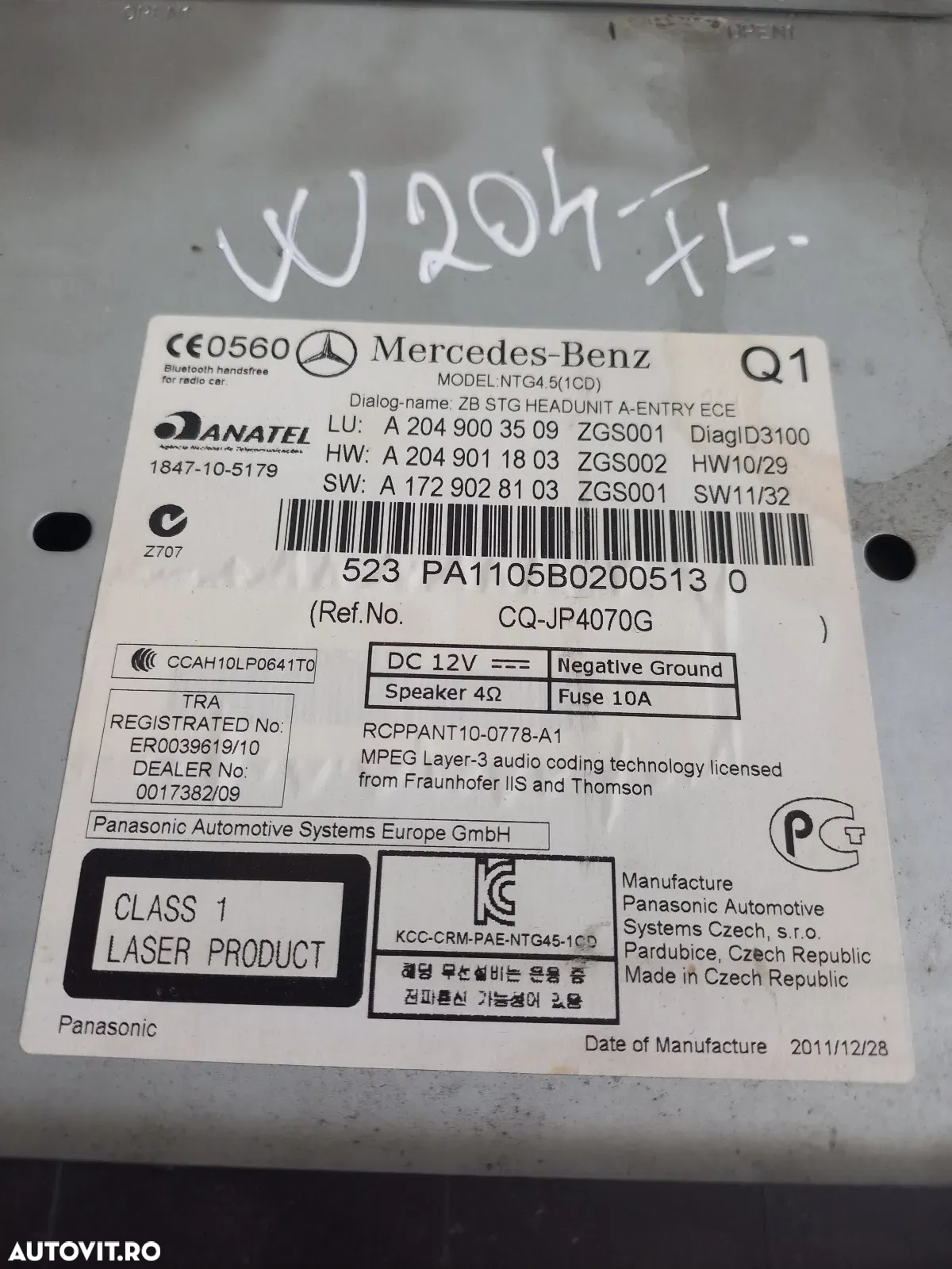 Radio Cd Modul Unitate Navi Navigatie Mercedes C Class W204 Facelift An 2011-2012-2013-2014-2015 Co - 7