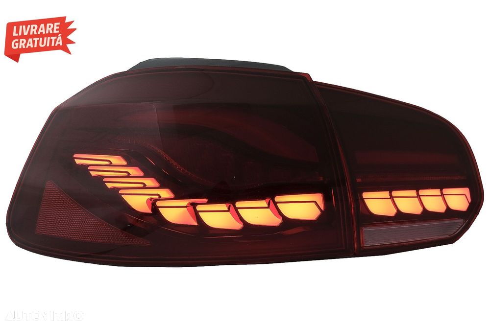 Stopuri Full LED VW Golf 6 VI (2008-2013) Rosu Fumuriu cu Semnal Dinamic- livrare gratuita - 2